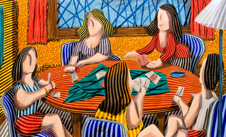 Women playing cards. Art by Javier Ortas
