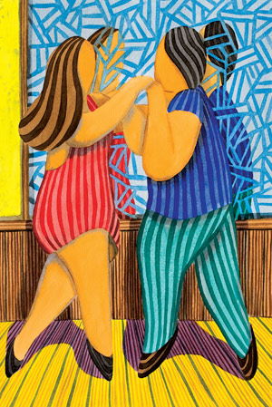 Dancing next to the mirror - Artwork watercolor by Javier Ortas
