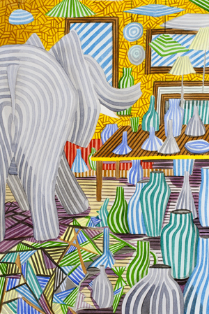 Un éléphant dans un magasin de vases et de lampes, Oeuvre de Javier Ortas