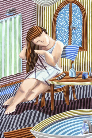 Une femme dans la salle de bain,art Javier Ortas