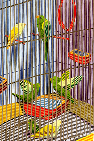 The cage of the parakeets, Fine art by Ortas