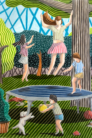 Enfants jouant dans le jardin oeuvre de Ortas