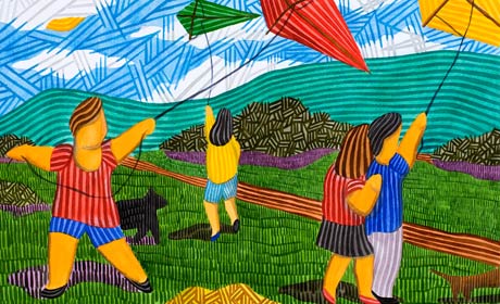 Obra en acuarela, the kites